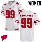 Women's Wisconsin Badgers NCAA #65 Olive Sagapolu White Authentic Under Armour Stitched College Football Jersey FT31H81WX